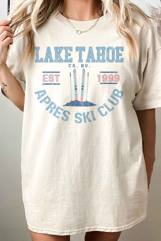 Women's Oversized Lake Tahoe Print Graphic Tee, Women's Tops